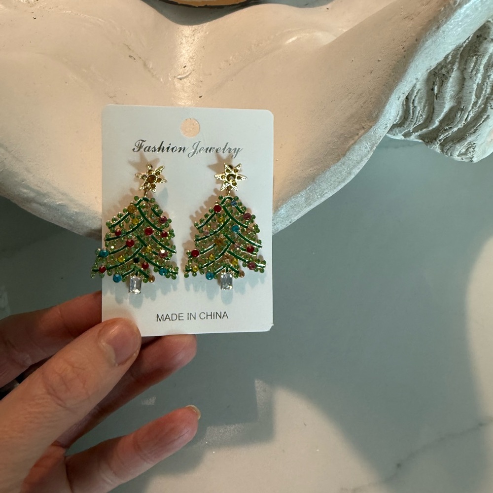 Festive Christmas Tree Earrings crystal earrings